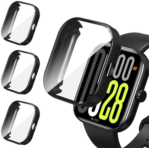 iVoler 3 Piezas Funda con Protector de Pantalla para Xiaomi Redmi Watch 5 / Redmi Watch 4, Protección Completa Carcasa Protectora Delgado Suave TPU Anti-Arañazos Case, Negro