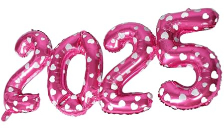 Generic 2025 Number Balloons Set Pink Aluminum Foil Balloon Crown Decoration Inflatable New Year Eve Party Supplies Festival Layout Prop