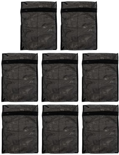 SHINEOFI Set 8 Sacchetti per Bucato Nero in Rete di Poliestere 20x30 Cm, Sacco Lavatrice Traspirante per Calzini e Vestiti, Protezione e Conservazione Abbigliamento