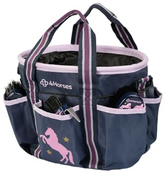 4Horses Putztasche Little Star, geräumige Pferde-Pflegetasche für Kinder, Außentaschen, Innentasche, Tragegriffe und Schultergurt
