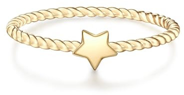GLANZSTÜCKE MÜNCHEN Damen-Ring Stern Sterling Silber gelbvergoldet - Motivring Freundschaftsring schlicht