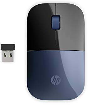 HP Z3700 Mouse Wireless, Sensore Preciso, Tecnologia LED Blue, 1200 DPI, 3 Pulsanti, Rotella Scorrimento, Ricevitore USB Wireless 2.4 GHz Incluso, Design Pratico e Confortevole, Lumiere Blue