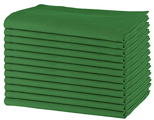 Sweet Needle - Pack of 12-100% Cotton Oversized Dinner Christmas Napkins 45 CM x 45 CM (18 IN x 18 IN), Green - Heavy weight fabric for daily use with Mitered corners finish, Green