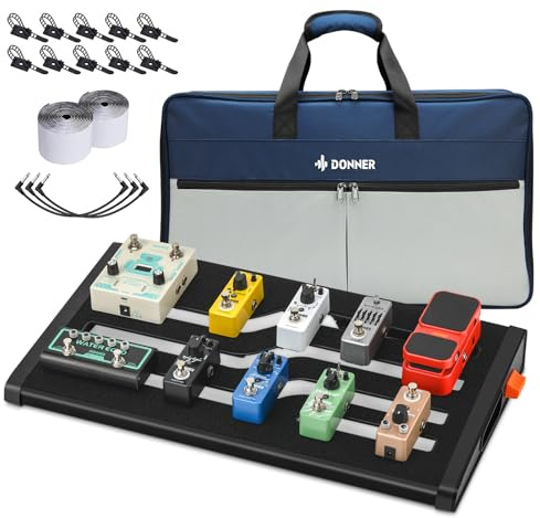 Donner Gitarre Pedal Board Case DB-S200 Aluminium Effektboard Pedalboard mit wasserdichter Rucksack-Tasche inklusive Klettverschluss mit Klebeband und Netzteil-Montagevorrichtung, 460 * 324 * 67 mm