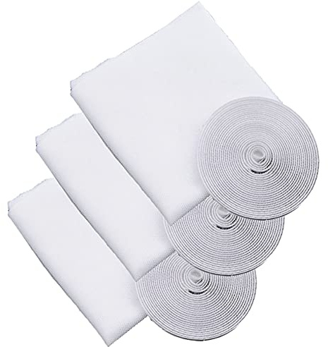 Window Screen Mosquito Netting,3 Pack Fly Screen Window DIY Self-Adhesive Insect Mesh Curtain Bug Bee Protector with 3 Rolls Hook Sticky Tape,Fitted to Multiple Windows