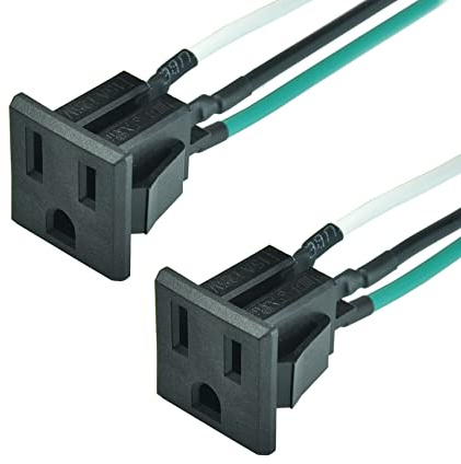 2PCS 15A 125V AC Panel Mount Outlet Industrial Plug Female Connectors Adapter With 14AWG Connection line,3 Pins US Power Socket Plug Panel