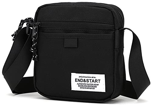Handy Umhängetasche Herren, Handy Schultertasche Herren Klein, Unisex Herrentasche Handytasche zum Umhängen Geldbörse Kleine Messenger Bag Brusttasche Bürotasche Business Tasche Crossbody Bag, Schwarz