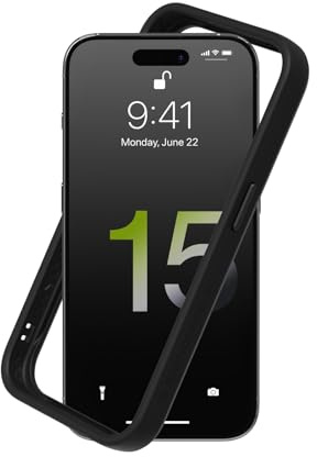 RhinoShield Bumper Case kompatibel mit [iPhone 15 Pro] | CrashGuard - Stoßdämpfende Schutzhülle im schlanken Design - 3.5 Meter Fallschutz - Schwarz