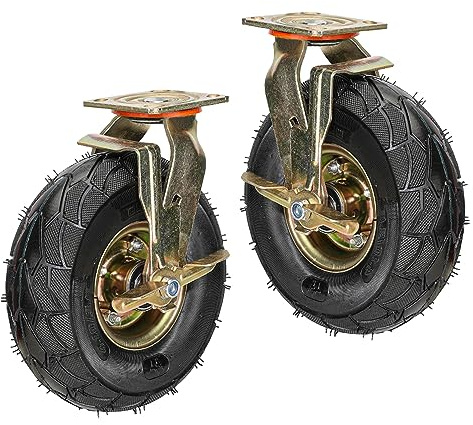 200 Mm 250 Mm Ruedas Giratorias De Goma Inflable De Servicio Pesado 2 Paquetes, Silenciosa Ruedas Pivotantes Con Freno, Rodamientos Dobles Ruedas Neumáticas De Repuesto, Para Carro (Color : Brake, S
