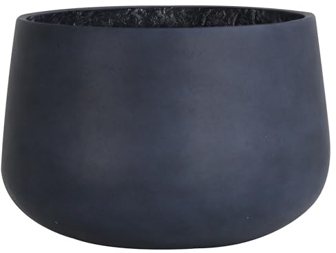 Olly & Rose Extra großer Blumentopf, gemustert, schwarzer verwitterter Garten-Pflanzgefäß, XL-Blumentopf, Höhe 50 cm, Tiefe 44 cm