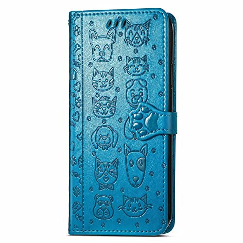Tivenfezk Nadoli Lustig Karton Prägung Katze Hund Muster Pu Leder Katze Pfote Magnetverschluss Lanyard Standfunktion Karte Halter Brieftasche für iPhone 15 Pro Max
