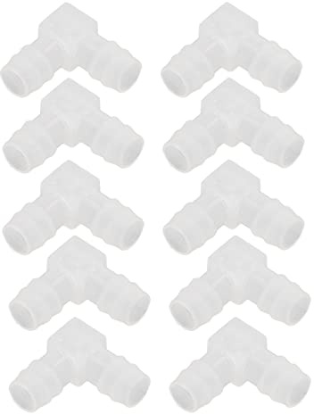 10 Piezas de Espiga de Manguera de Plástico, Codo de 90 Grados, Accesorios de Tubería en L, Conector Adaptador de Tubo, Empalmador de Juntas de 2 Vías, Adaptador de Unión para Barco y Acuario(16mm)