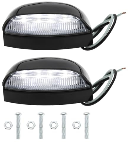2pcs Lumière de Plaque d'immatriculation LED Feu Arrière pour Remorques Camping-Cars Camions Bateaux et Véhicules Commerciaux, Noir