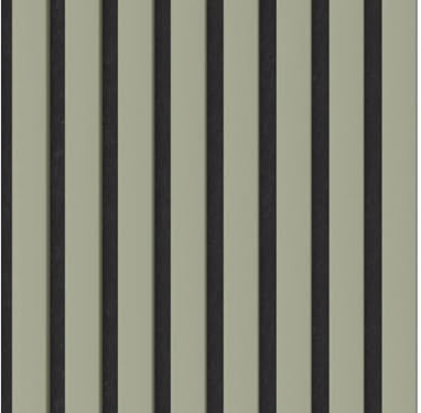 HPFloor Akustikpaneele Holz, Wandpaneele feuchtraumgeeignet, Wandverkleidung folierte Lamellen Trend Olive/Salbei mit schwarzem Filz, 240x60cm, 19mm