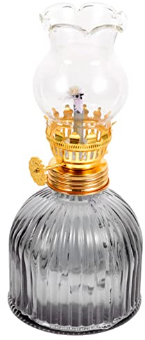 ABOOFAN Petroleumlampe Aus Glas Kerosinlampe Mit Einstellbarem Docht Für Innenbereich Dekorative Öllaterne Für Tisch Kamin Wohnzimmer