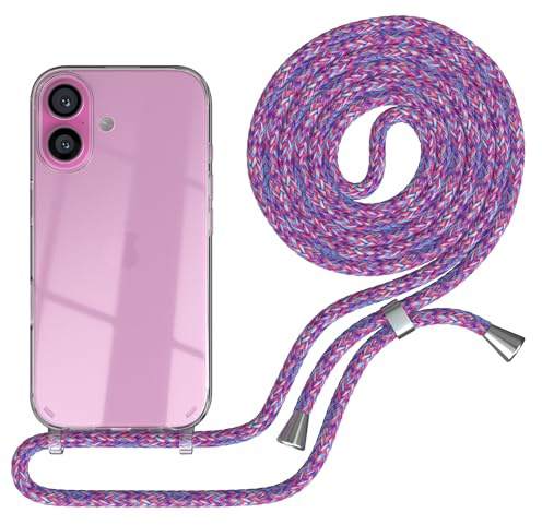 EAZY CASE Handykette kompatibel mit iPhone 16 Handyhülle mit Umhängeband, Handykordel mit Schutzhülle, Silikonhülle, Hülle mit Band, Stylische Kette für Smartphones, Unicorn