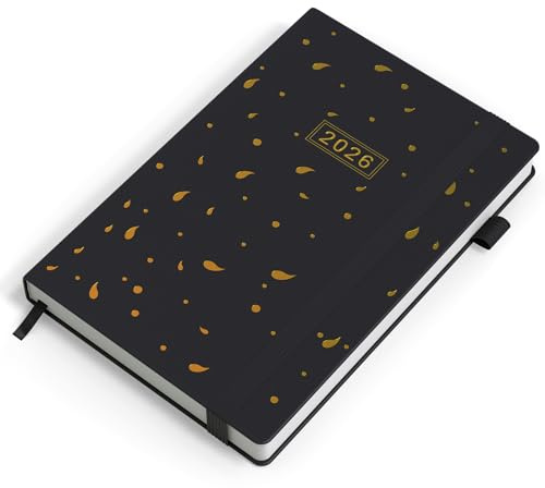 DeDe Bee kalender 2026 veckoplanering, möteskalender, A5-bunden upplaga, dagbok, flerspråkig, 1 vecka 2 sidor, januari 2026 – december 2026 (svart)