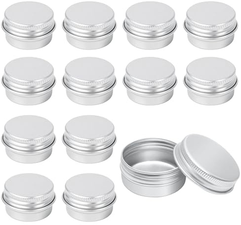 Wanheart 12 Stück Runde Aluminium Döschen – 5g/10g Leere Cremedosen mit Schraubdeckel, Kosmetikdosen für Lippenbalsam, Salben, Minikerzen, Proben, DIY Aufbewahrung, Reisebehälter Silber (5ml)
