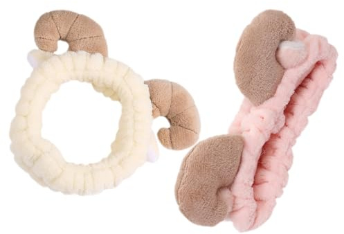 Gatuida 2pièces Bandeaux Spa Pour Femmes Et Douche Élastiques Forme De Corne Pour Nettoyage Visage Et Maintien Cheveux