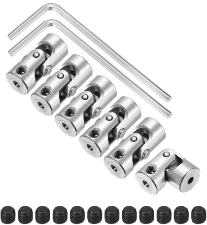 sourcing map 6Pcs 2.3mm to 2.3mm ID Steering Universal Joint Shaft Coupling, SAE 1045 steel 45°Degree Rotatable Joints Coupler with Screws Wrench Set for Model Car Ship Drive Shaft Motor