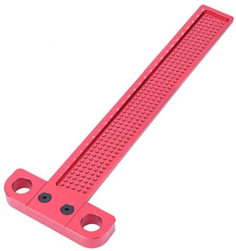 Aolidsive Woodworking Scriber Ruler T Type Aluminum Alloy Hole Carpenter Marking Tool for Woodworking Professionals Precision Layout Drawing for Wood and Hole Positioning (C)