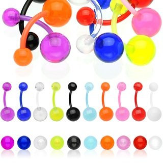 PTFE-Bauchnabelpiercing mit Acrylkugeln (Klar) pink