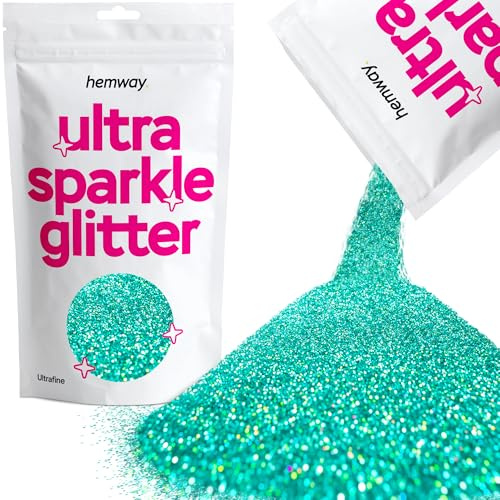Hemway Ultra Sparkle Glitter Turquoise Blue Holographic 100g | Glitter for Arts & Craft, Makeup, Nail Art, Crafting, Card Making, Sparkle Decoration