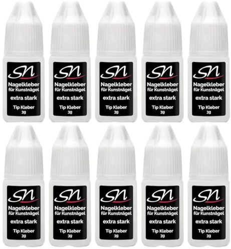 SN Nagelkleber für Kunstnägel extra stark 10 Stück Tip Kleber Nail Glue strong 3g