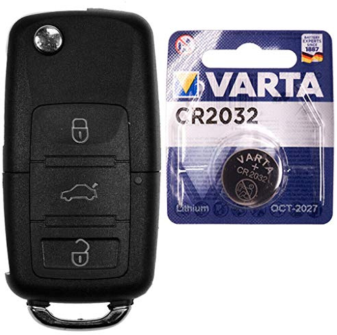 Autoschlüssel Funk Fernbedienung Austausch Gehäuse mit 3 Tasten + HAA / HU66 Rohling + Batterie kompatibel mit VW Seat Skoda