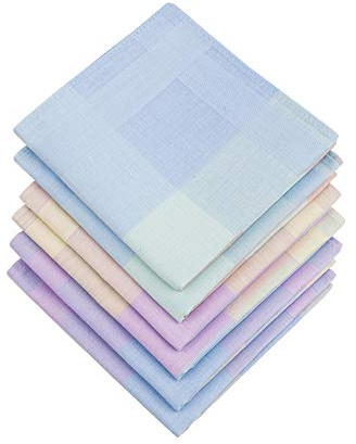 HOULIFE Ladies Cotton Handkerchiefs Womens Checkered Pattern Handkerchief | Coloured Hankies, Soft Material, for Wedding Party Daily Use, Versatile Accessories, Breathable & Durable