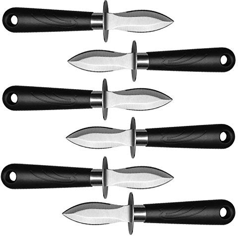 HHEE 6PCS Oyster Knife with Non-Slip Grip Handle Oyster Shucking Knife Opener Set Clam and Shell Tool Party Supply