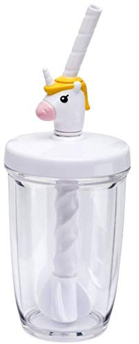 Joie Unicorn Milk Mix with Lid Pump and Drinking Straw, 10-Ounce Capacity