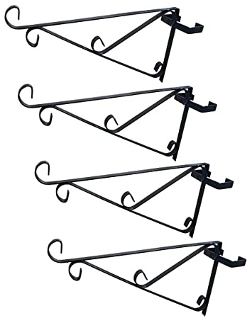 Selections Metal Ornate Hanging Basket Brackets Hooks Hangers for Concrete Fence Posts - Pack of 4