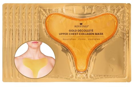 Revitale Gold Décolleté Chest Collagen Mask - Firming & Moisturising Neck and Upper Chest Sheet Masks for Smoother, Revitalised Skin (6 Pack)