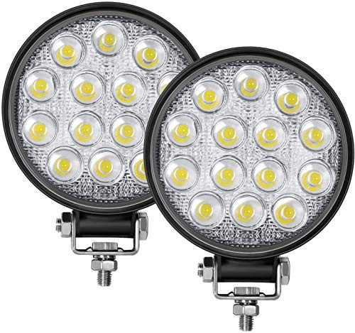 AOXONEL 2Pack Led Round Light Bar, 4.5'' 84W Waterproof 12V/24V Flood Light Pod Off Road Fog Driving Roof Bar Bumper for Van car,SUV Truck,Boat,Work Light.