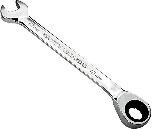 AERZETIX - C45593 - Clé plate mixte à fourche/classique 12mm - vers clé à cliquet 12mm anneau/oeil 12 pans - réversible/métrique - en acier CR-V pour serrage/assemblage - manche droite polie