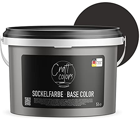 Craft colors Sockelfarbe 5L Anthrazit | hochwertige Farbe für Beton, Mauerwerk, Kellerwand, Fassade & Dachflächen | Nassabriebklasse 1 | Made in Germany | Wetter & UV-Beständig
