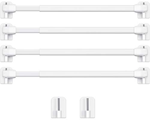 4 Asta per Tende Estensibile Barre per Armadio Asta di Tensione per Tende in Plastica Regolabile con 10 Ganci Autoadesivi Forniture per Casa Bagno Hotel (23,6 a 37,4 Pollici, Bianco)