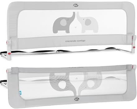 ms BabyWorld - Barrière de lit gigogne de 150 cm | Barrière de sécurité Pliable avec 2 hauteurs réglables | Protection antichute pour Lits d'enfants ou d'adolescents (Gris)