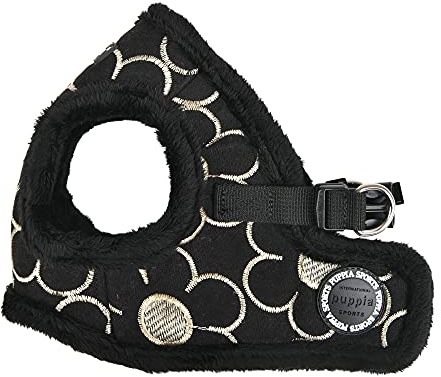 Puppia Brustgeschirr für kleine und mittelgroße Hunde - Florent Harness B - verstellbar und komfortabel, Schwarz