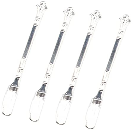 HRASY 4 Stück Micro Scoop Edelstahl Medizin Löffel - Labor Probenahme Pulver Schaufel für Medizin, Salze, Kräuter, Sand, Glitter Gewürz - Kleine Gewürzdosen Schaufel (Silber)