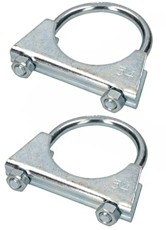 KOTARBAU® - Set di 2 morsetti di scarico, morsetti per tubi a U, fascette di scarico per tubi, per il montaggio di antenne, tubi, morsetto universale per raccordi per tubi, 54mm