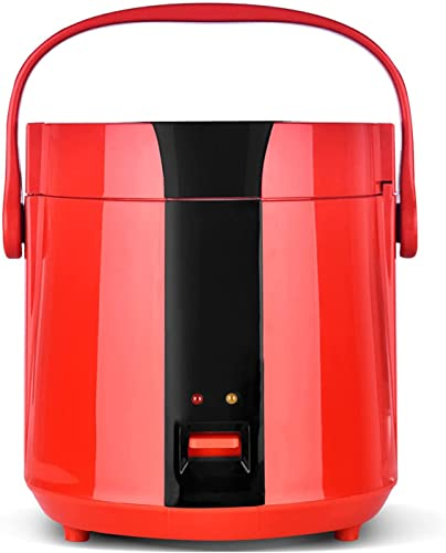Olla arrocera pequeña con vaporera: Mini ollas arroceras de 1,2 l para Hacer arroz y cocinar al Vapor Alimentos y Verduras saludables para 1 o 2 Personas,Red