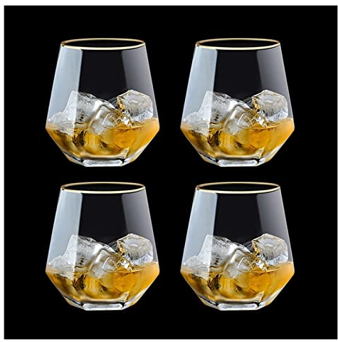 SQLCF Vasos 10.1oz (Alrededor de 300 ml) Conjunto de Copa de Vino, Vidrio de Whisky Creativo en casa, Vidrio de Whisky Bourbon, Ron, cóctel Vintage, Vodka o Bebidas Mixtas Vasos de Agua Vaso de Barra