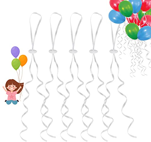Ballonverschlüsse mit Polyband 100 Stück, Schnellverschluss Helium Ballonbänder,Weiß Luftballon Verschluss Ballonbänder Schnur für Geburtstag Oder Hochzeitsfeier Party