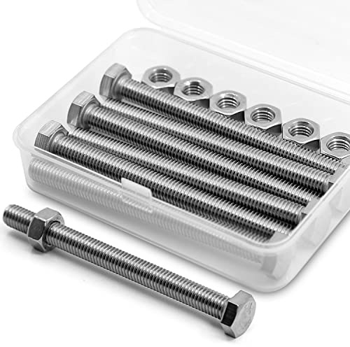 M8*110mm 6 Stück 304 Edelstahl Sechskantschrauben Bolzen und Muttern set, Maschinenschrauben schrauben