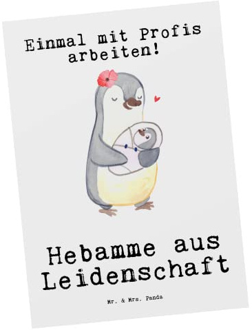 Mr. & Mrs. Panda Postkarte Hebamme Leidenschaft - Geschenk, Fotokarte, Geburtshelfer, Postkarten, Ansichtskarte, Grußkarte, Ansichtskarten