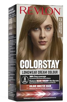 Revlon Colorstay Hårfärg för kvinnor, långvarig permanent hårfärg, inkluderar färgförstärkande mask, upp till 8 veckors färg, Nyans 7,3 Guldblond