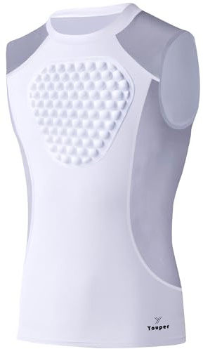 Youper Adult Padded Chest Protector Shirt, Heart-Guard/Sternum Protection for Baseball, Football, Lacrosse & Goalies, White, XL