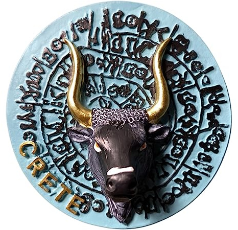 Kühlschrankmagnet Kreta, Griechenland, Mythologie, Minotaurus, Reise-Souvenir, 3D-Kühlschrankdekoration, Magnetaufkleber, Bastel-Kollektion